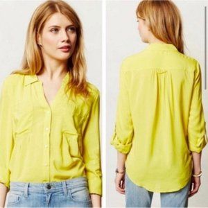 Maeve yellow M long sleeve tunic button up oversized